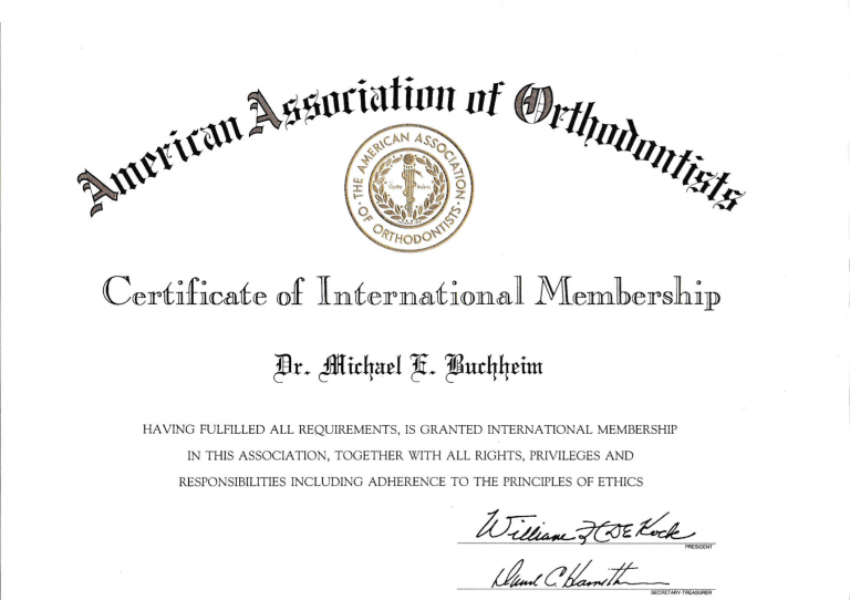 Mitgliedschaft bei der „American Association of Orthodontists“